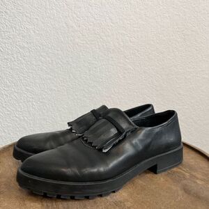 Miista Black Leather Tassel Juliette Loafer Slip-On Shoes Women's Size 38 7.5